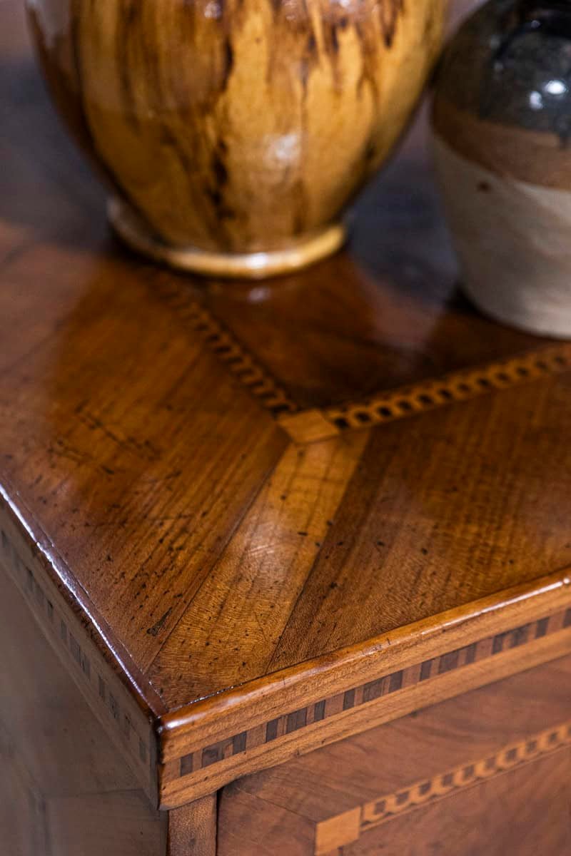 Italian 19th Century Walnut and Mahogany Three-Drawer Commode with Inlay - JAA