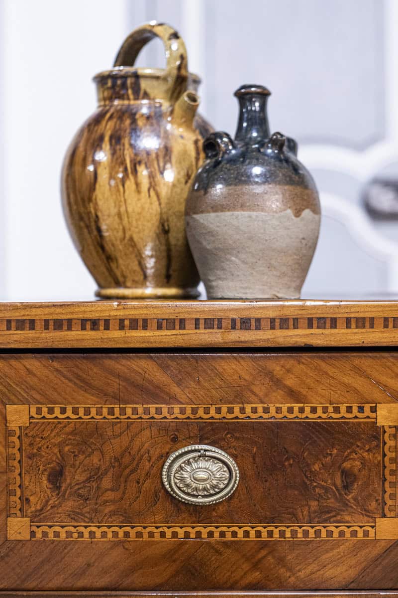 Italian 19th Century Walnut and Mahogany Three-Drawer Commode with Inlay - JAA