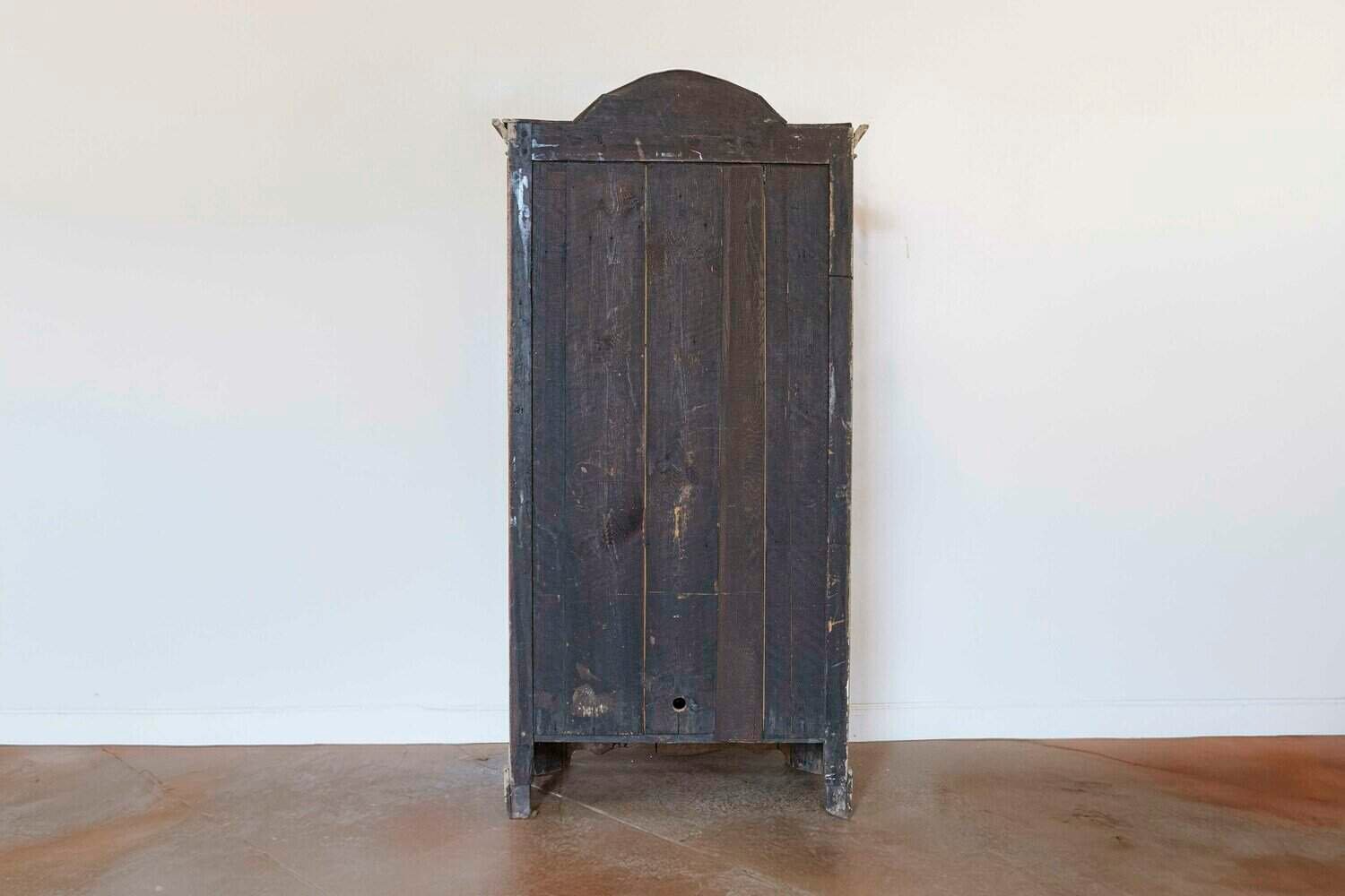 19th Century French Painted Vitrine Cabinet with Bonnet Top and Glass Door - JAA