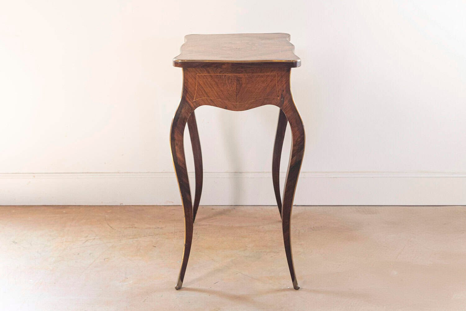 French Louis XV Style 19th Century Marquetry Dressing Table with Floral Motifs - JAA