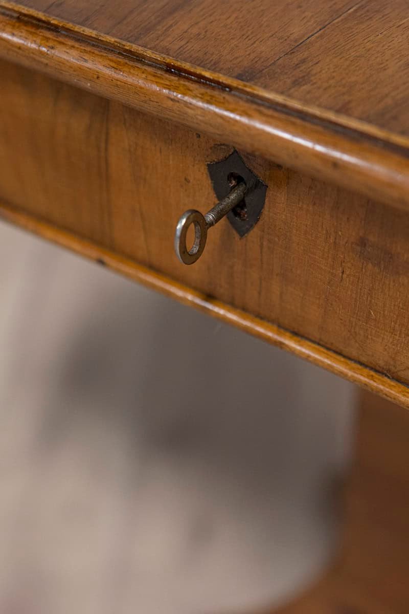 Italian 19th Century Walnut Pedestal Table with Quadripod Base and Single Drawer - JAA
