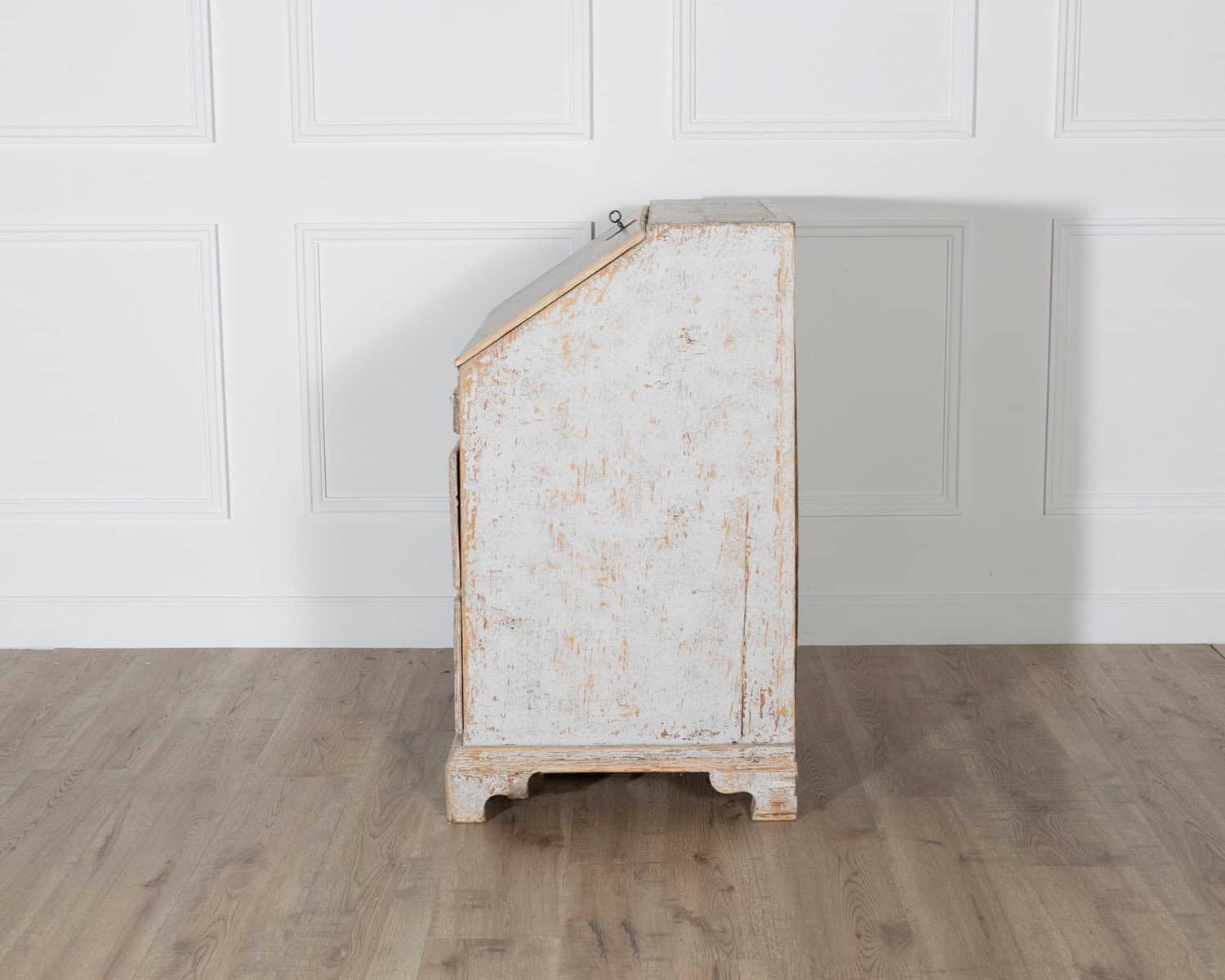 18th Century Swedish Slant Front Desk, Circa 1780, in Soft Grey Paint - JAA