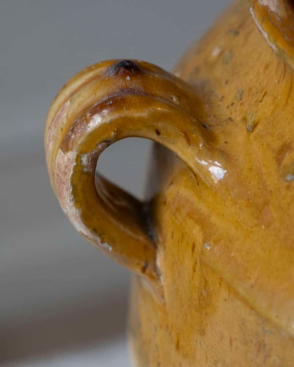 19th Century French Terracotta Confit Pot with Yellow Ochre Glaze - JAA