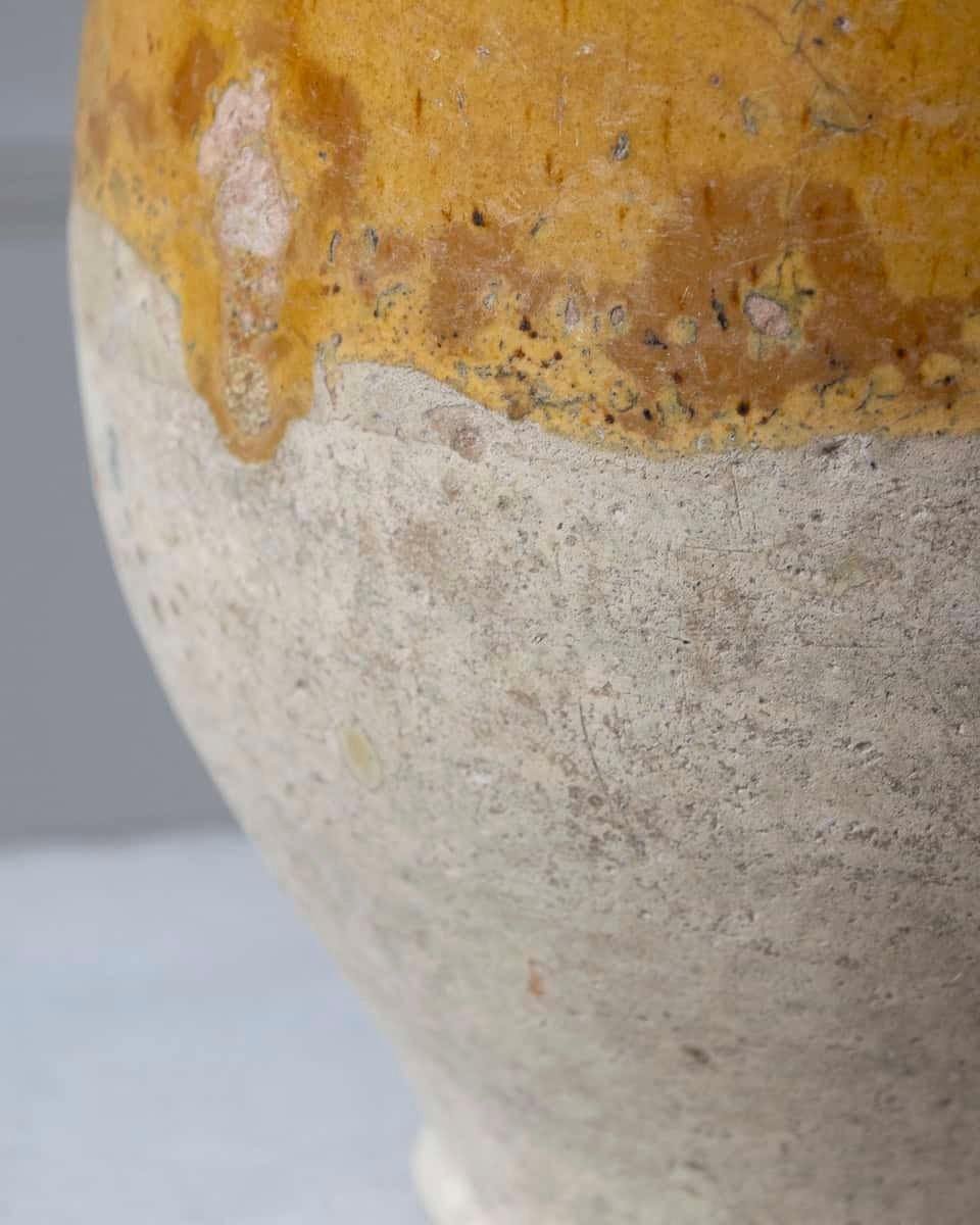 19th Century French Terracotta Confit Pot with Yellow Ochre Glaze - JAA