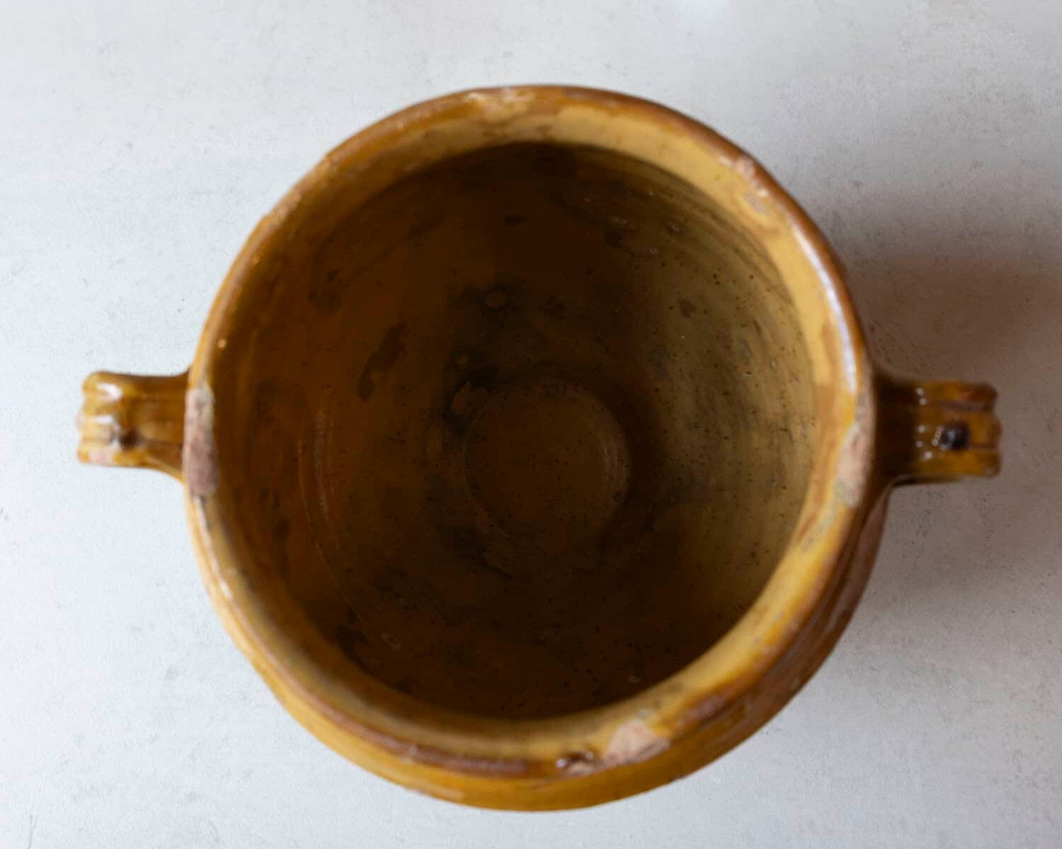 19th Century French Terracotta Confit Pot with Yellow Ochre Glaze - JAA
