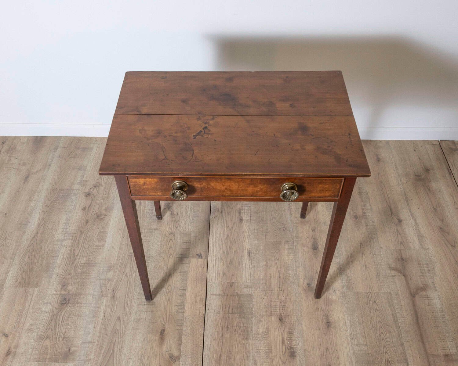 English Georgian Period 18th Century Fruitwood Side Table with Single Drawer - JAA
