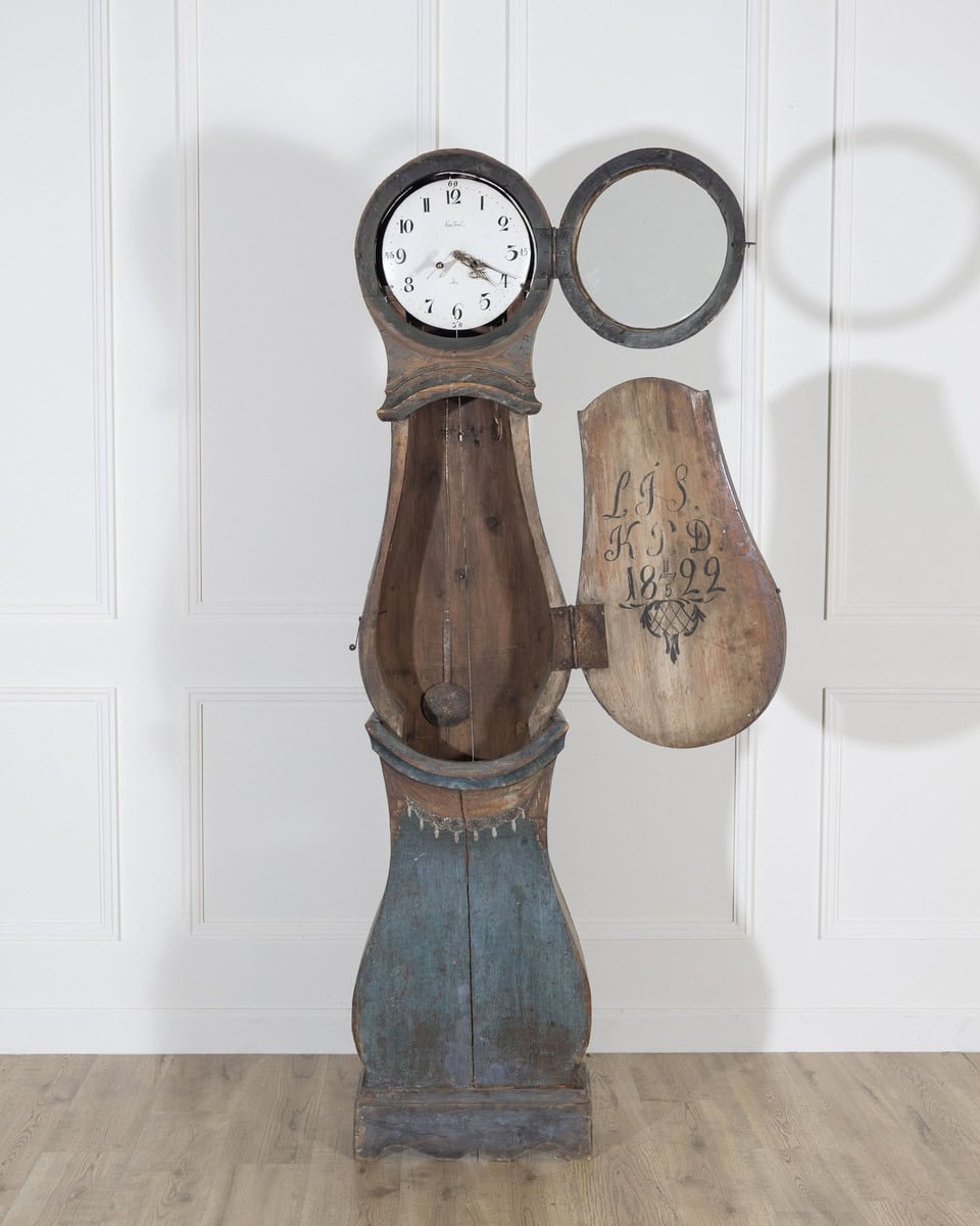 1822 Swedish Folk Art Tall Case Clock with Original Paint - JAA