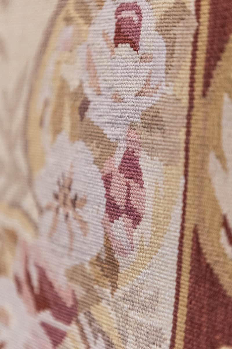 Pair of French 1850s Aubusson Floral Tapestries with Rinceaux Arabesques - JAA