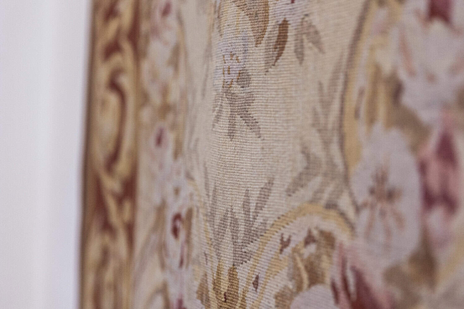 Pair of French 1850s Aubusson Floral Tapestries with Rinceaux Arabesques - JAA