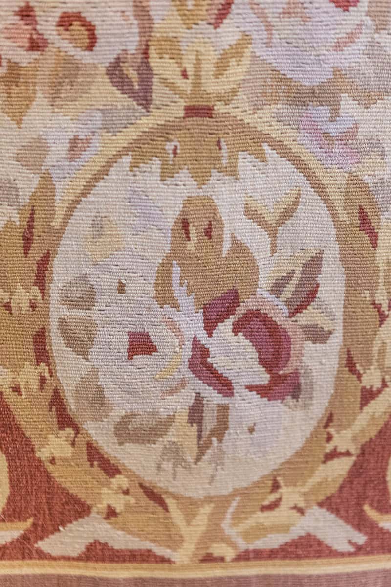 Pair of French 1850s Aubusson Floral Tapestries with Rinceaux Arabesques - JAA