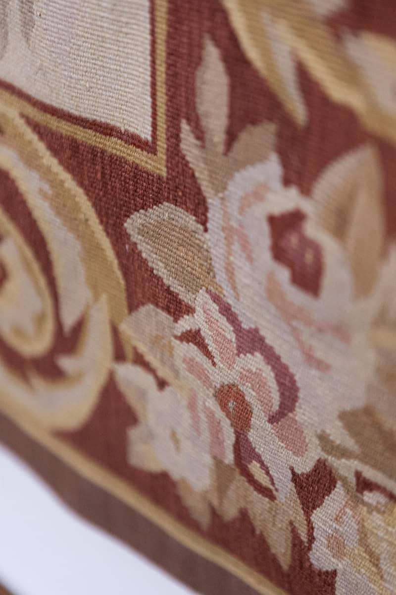 Pair of French 1850s Aubusson Floral Tapestries with Rinceaux Arabesques - JAA