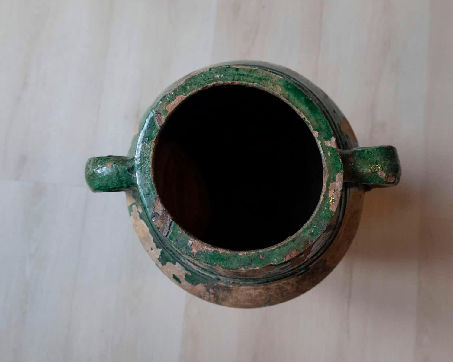 19th Century Balkan Terracotta Jar with Green Drip Glaze - JAA