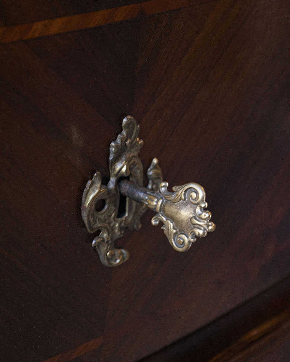 ON HOLD - Pair of 18th-Century Lombard Marquetry Commodes in Walnut and Bois de Rose - JAA