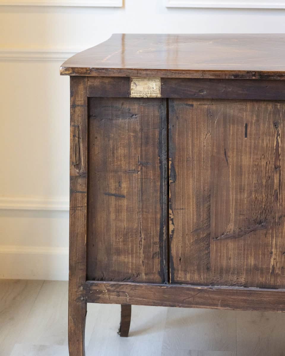 ON HOLD - Pair of 18th-Century Lombard Marquetry Commodes in Walnut and Bois de Rose - JAA