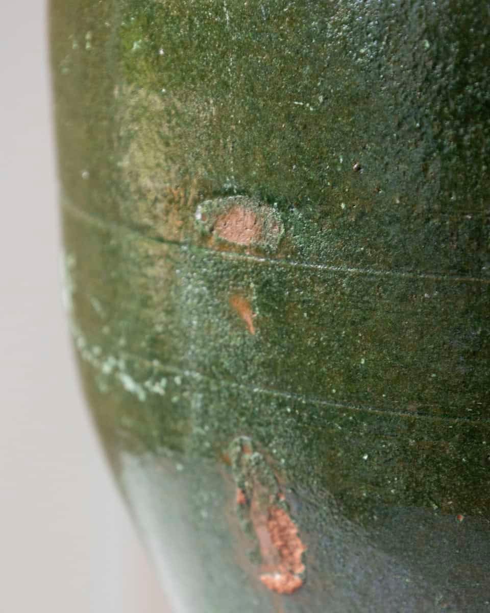 19th Century Mediterranean Olive Green Terracotta Jar with Double Handles - JAA