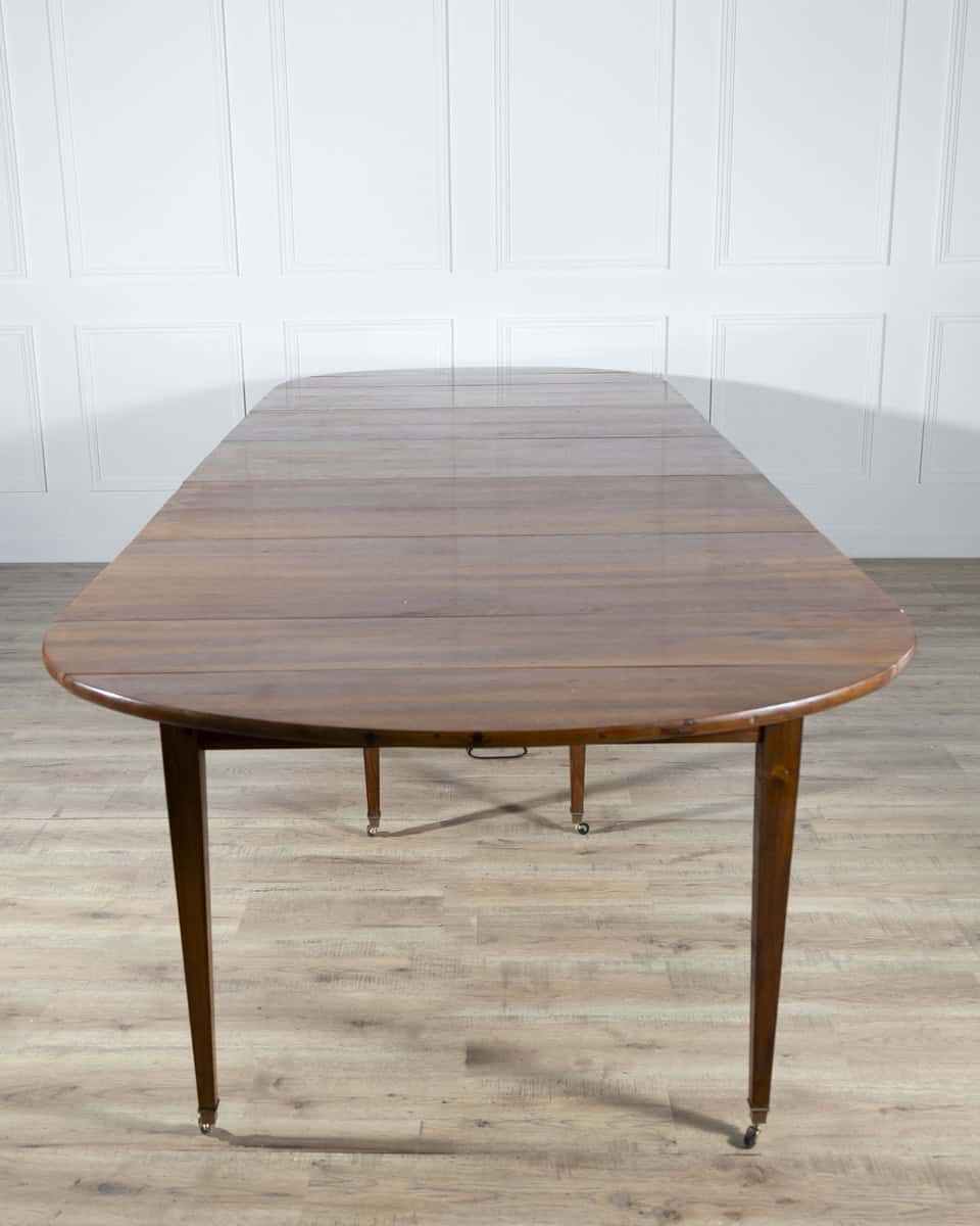 Early 20th Century French Restoration-Style Solid Walnut Extension Dining Table, 8 Feet - JAA