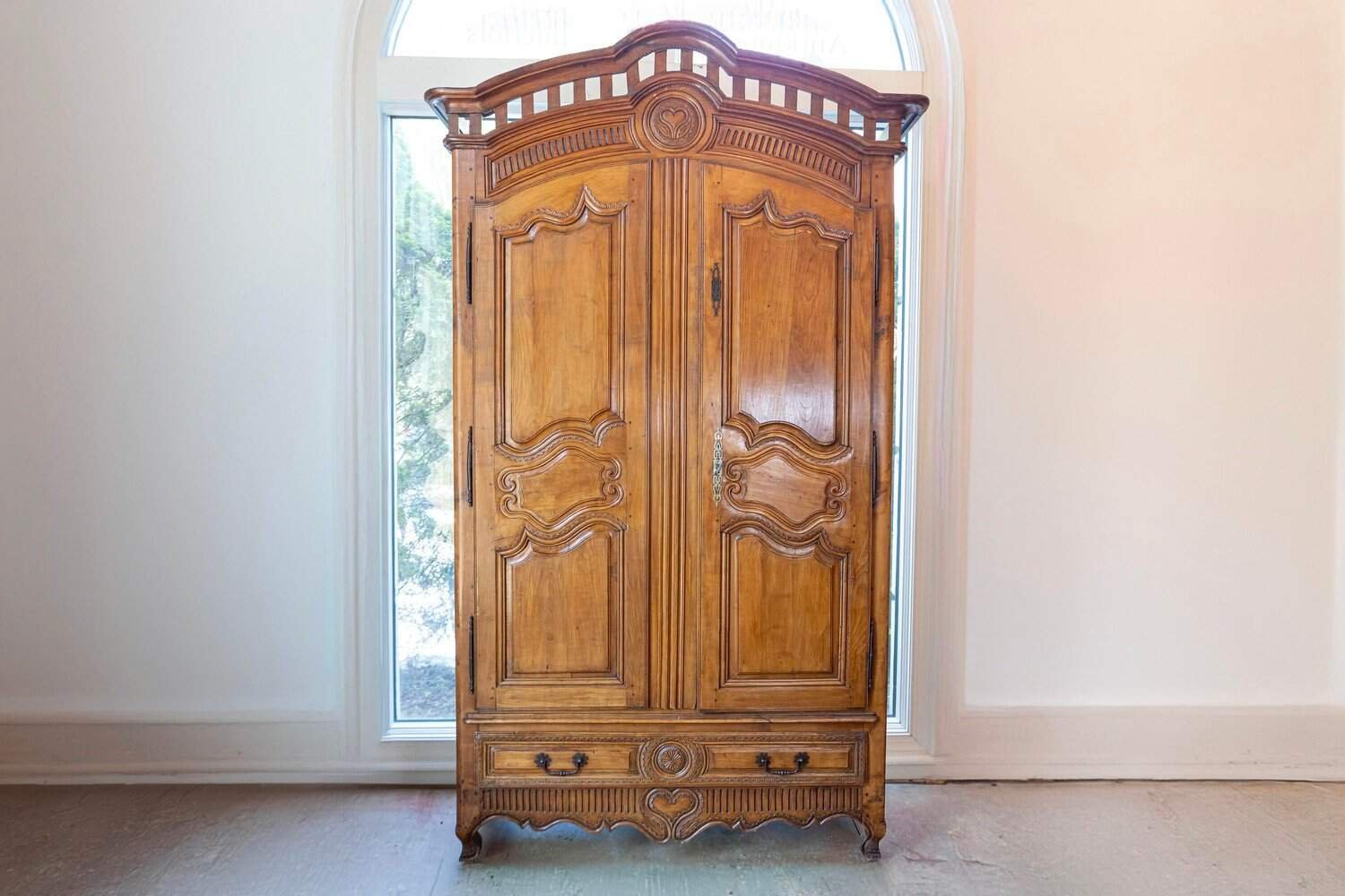 French Early 18th Century Cherry and Walnut Wedding Armoire from Brittany - JAA