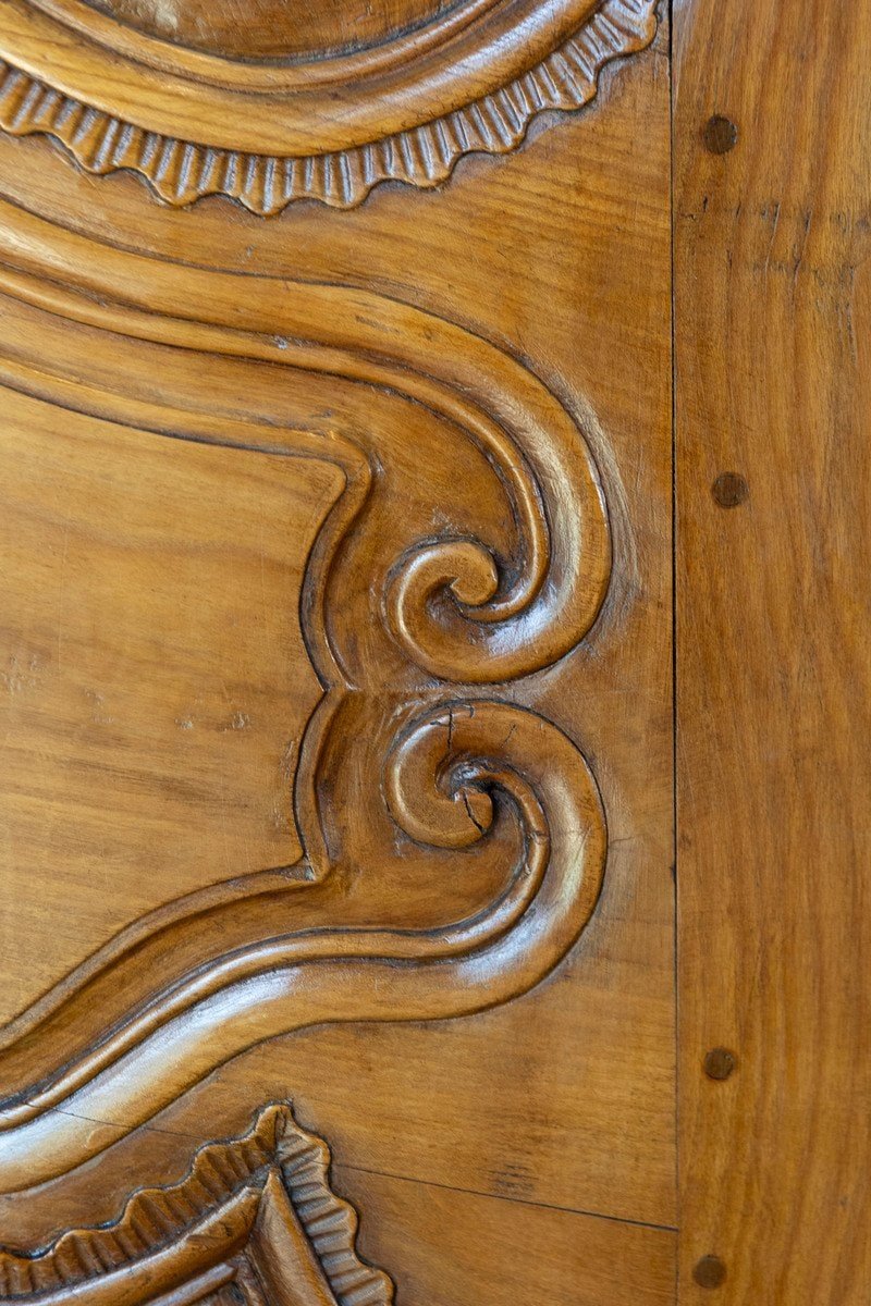 French Early 18th Century Cherry and Walnut Wedding Armoire from Brittany - JAA