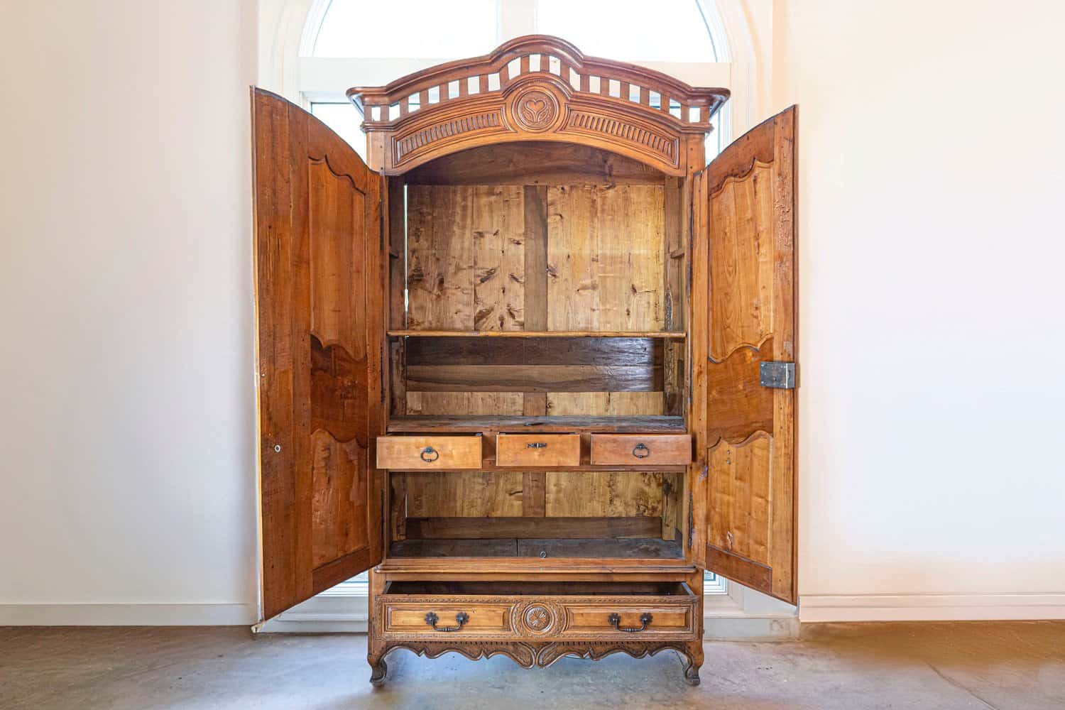 French Early 18th Century Cherry and Walnut Wedding Armoire from Brittany - JAA