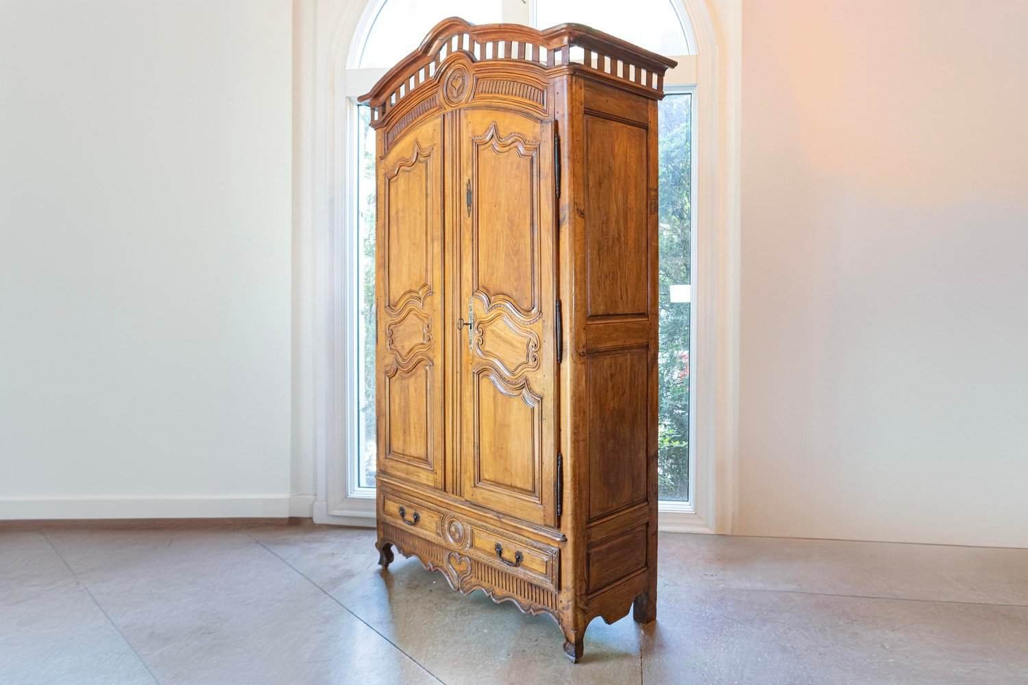 French Early 18th Century Cherry and Walnut Wedding Armoire from Brittany - JAA