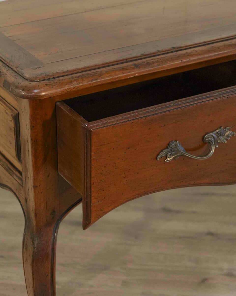 Provençal Walnut Console Table with Two Drawers, Louis XV Style, 20th Century - JAA