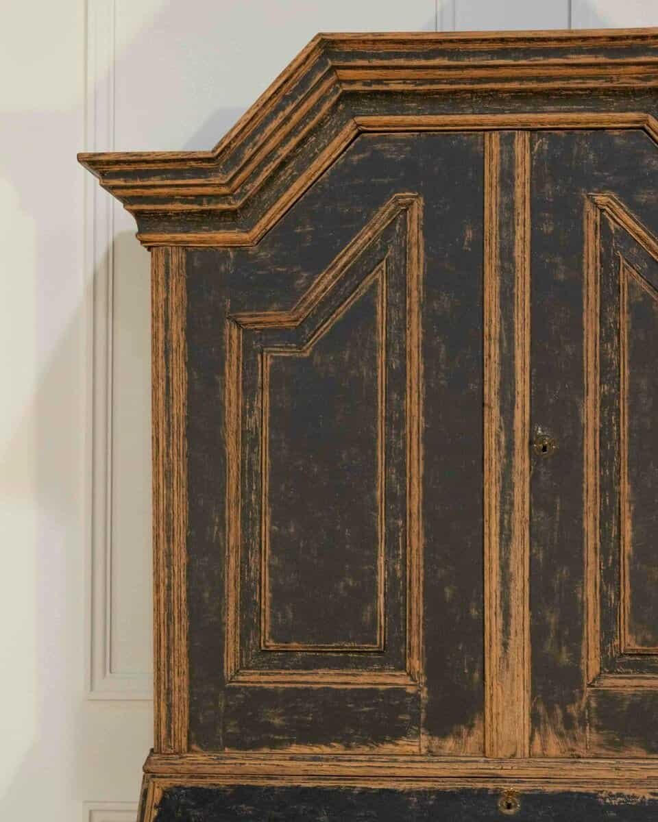 Baroque Secretary with Black Exterior and Blue Interior, Circa 1760 - JAA