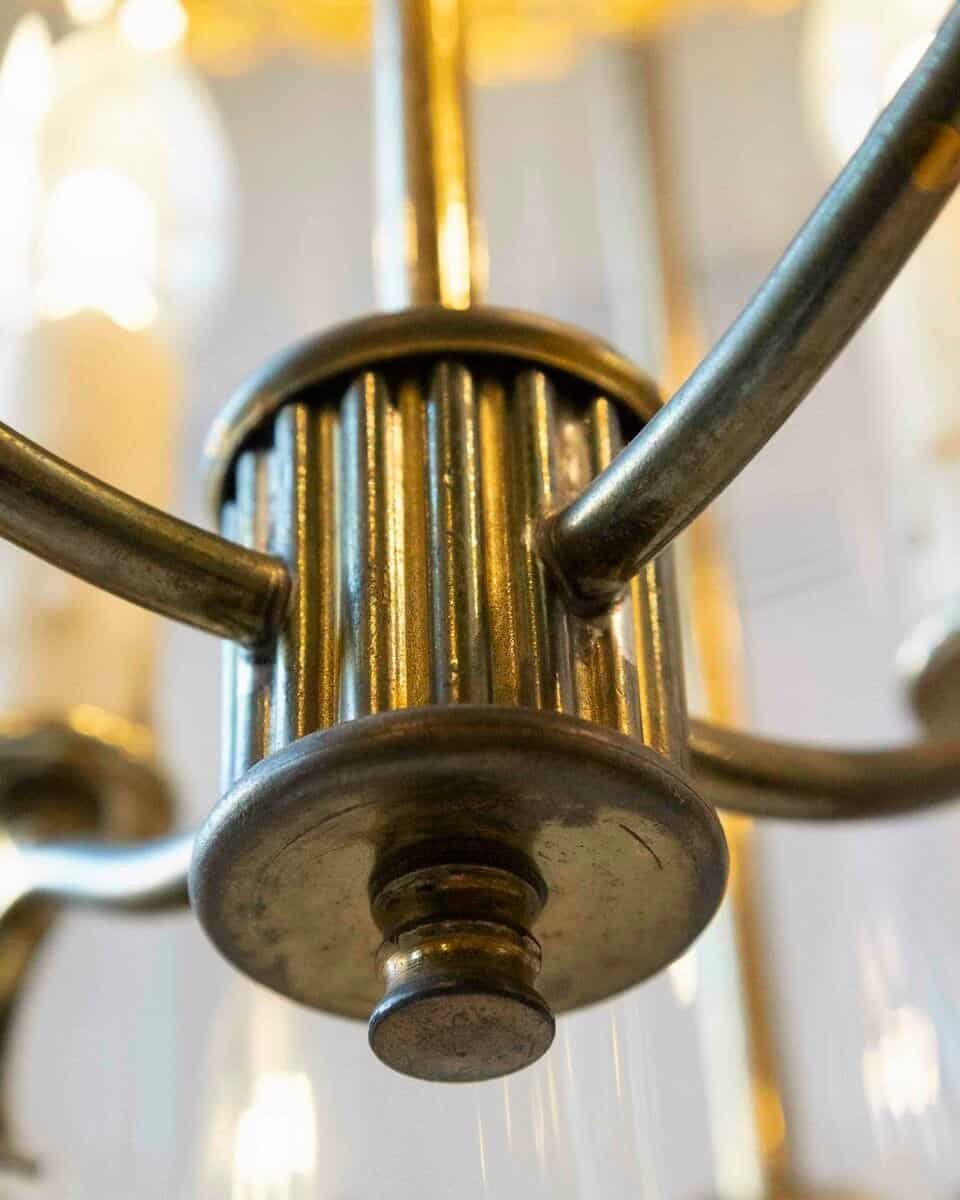 Early 20th-Century Brass Lantern with Etched Crown Detail - JAA