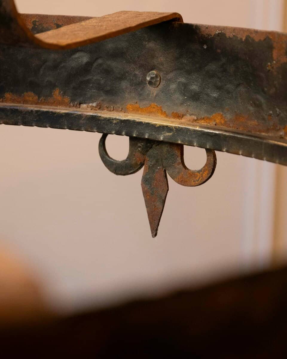 French 19th Century Black Iron Chandelier with Fleur-de-lis Design - JAA