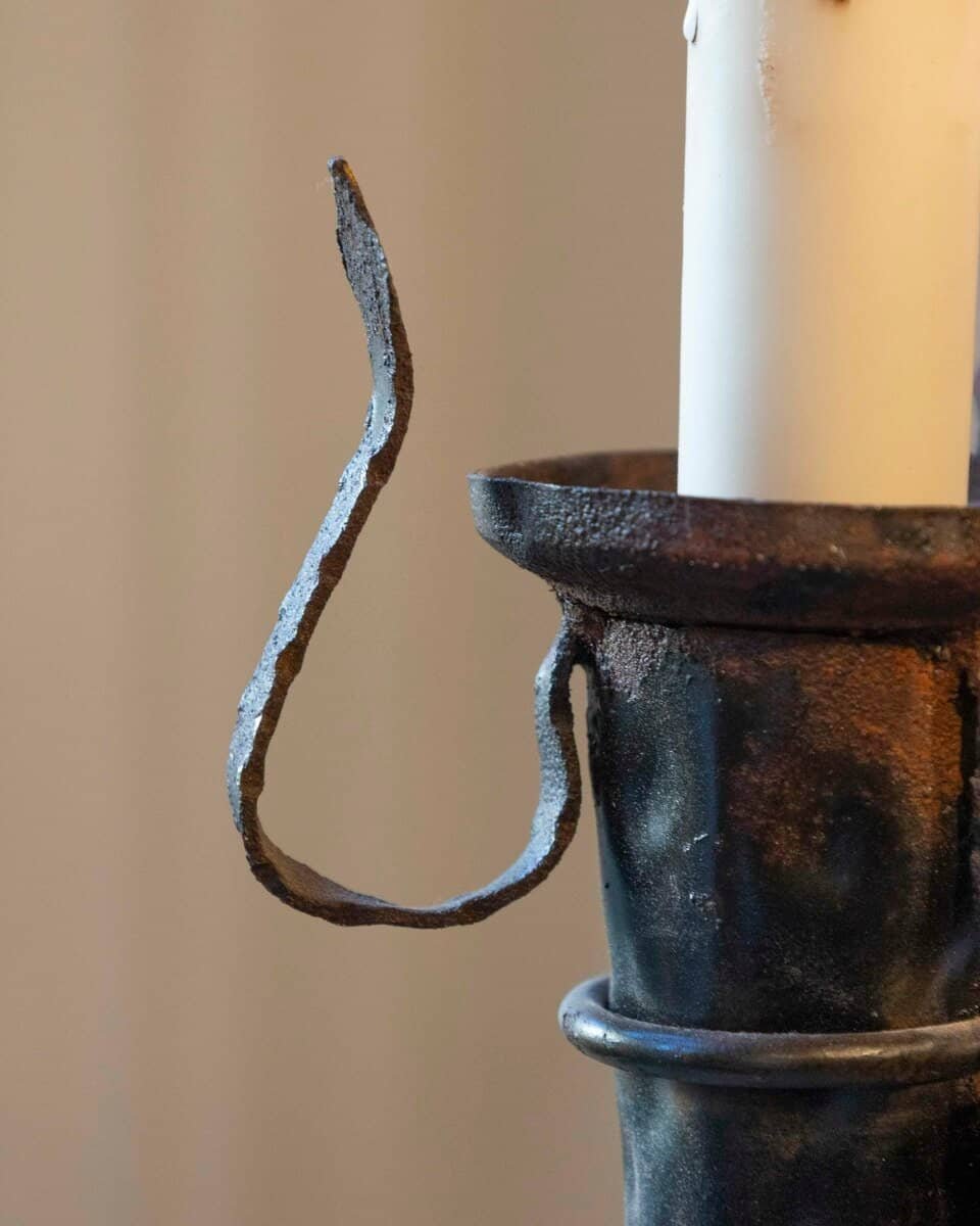 French 19th Century Black Iron Chandelier with Fleur-de-lis Design - JAA