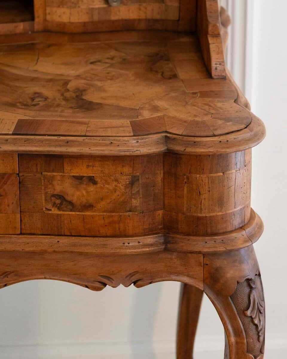 Louis XV–Style Tiered Desk in Burr Walnut, Eastern France, Late 19th Century - JAA