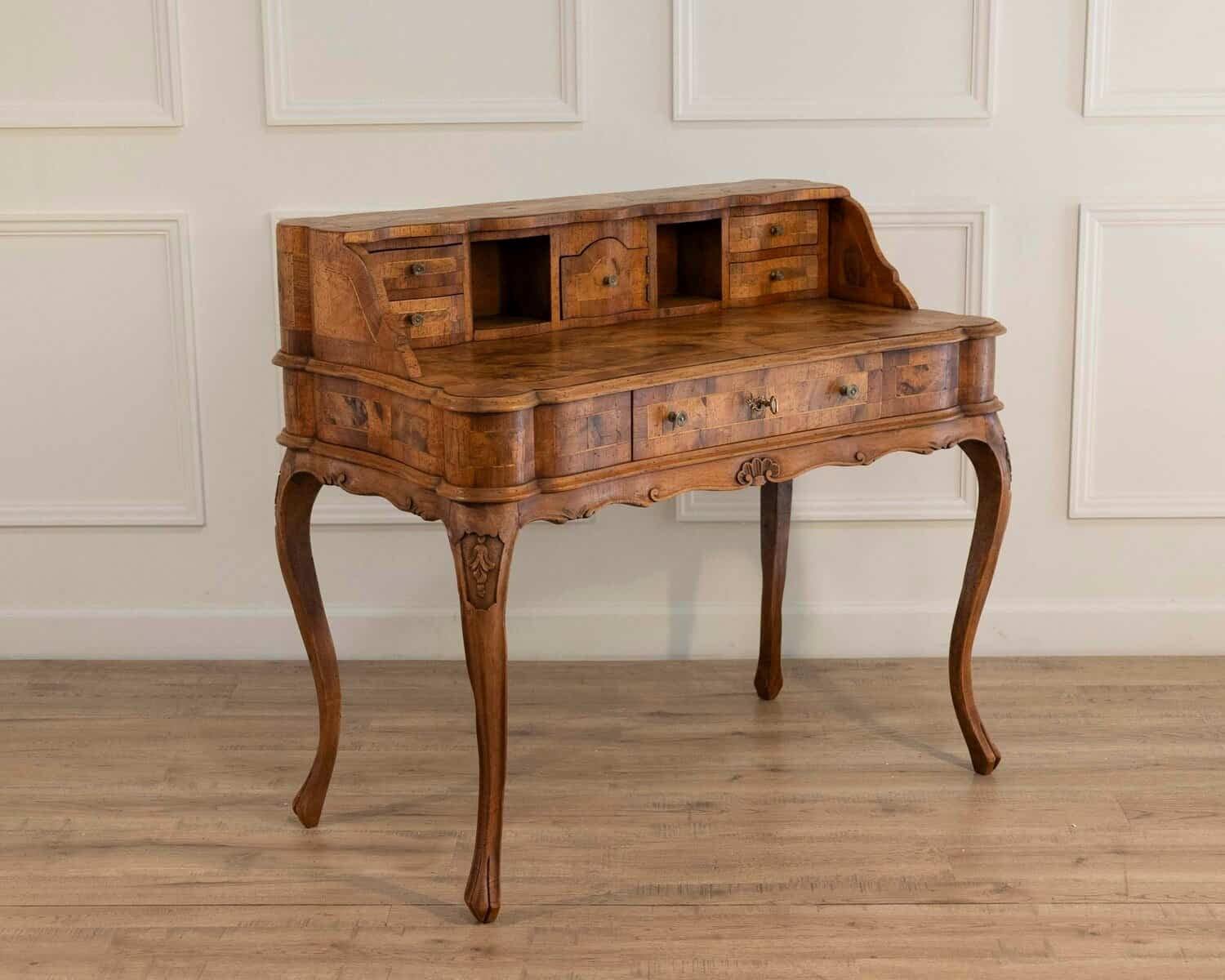 Louis XV–Style Tiered Desk in Burr Walnut, Eastern France, Late 19th Century - JAA