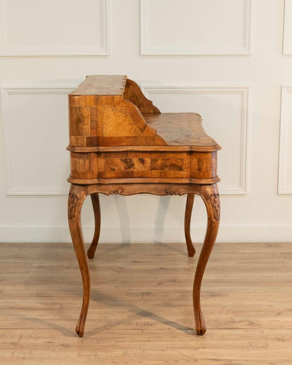 Louis XV–Style Tiered Desk in Burr Walnut, Eastern France, Late 19th Century - JAA