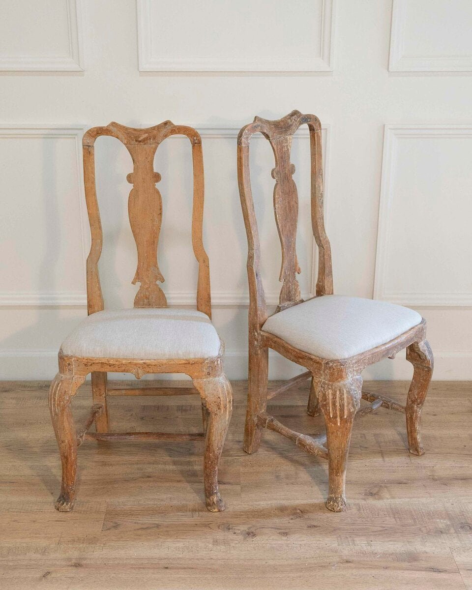Pair of Swedish Rococo Chairs with Traces of Original Paint, Circa 1770 - JAA