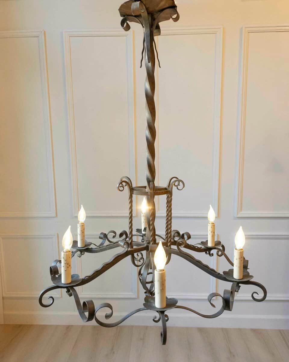 40% OFF at Checkout. Napoléon III 1870s Six-Light Chandelier with Scrolling and Twisted Accents - JAA