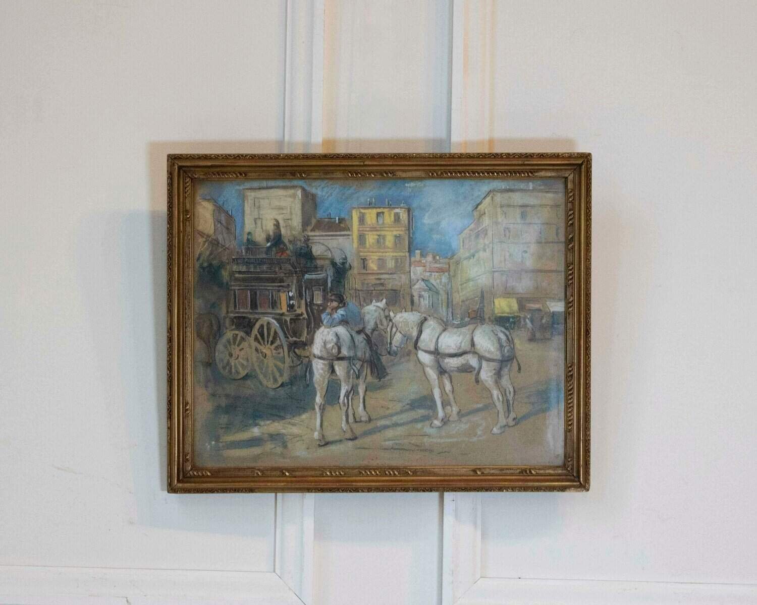 The Place Pigalle Bus At The Beginning Of The 20th Century By Bertrand Rasmussen, Enhanced Gouache - JAA