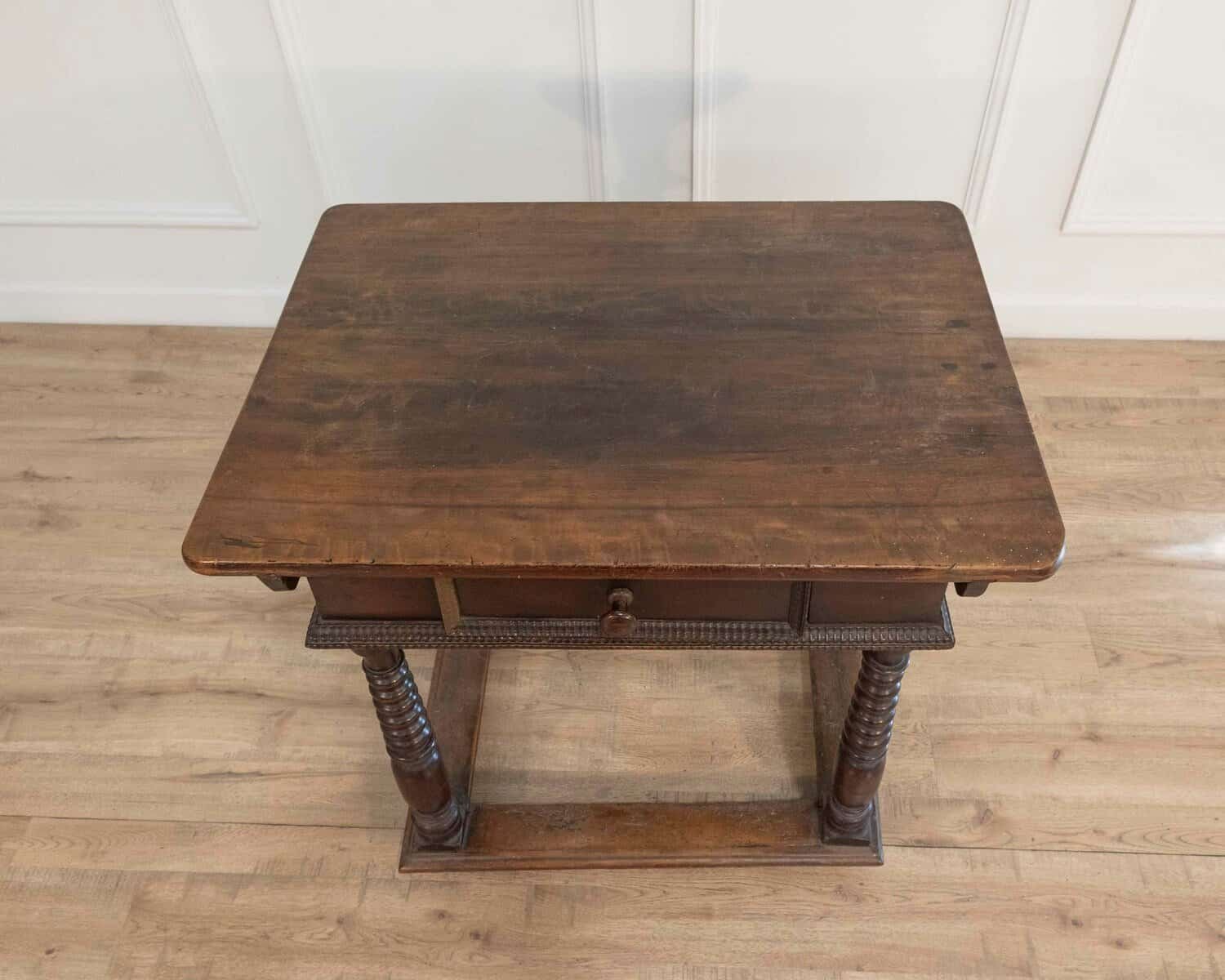 French Changer’s Table from Jura in Walnut with Turned Legs, 18th Century - JAA