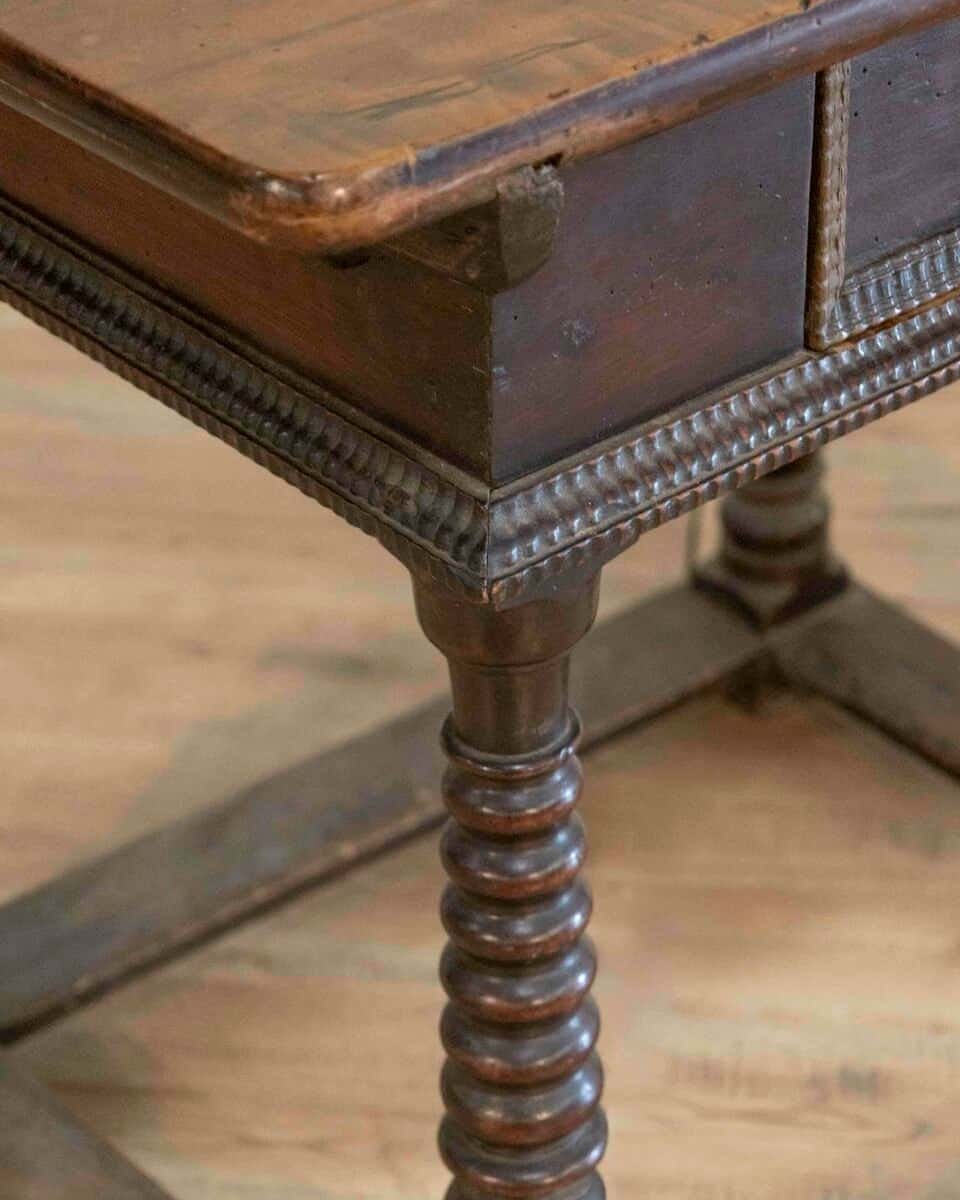French Changer’s Table from Jura in Walnut with Turned Legs, 18th Century - JAA