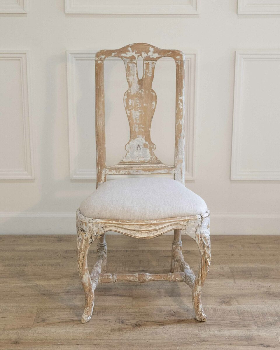 Swedish Rococo Chair from Stockholm with Scraped Original Paint, Circa 1760 - JAA