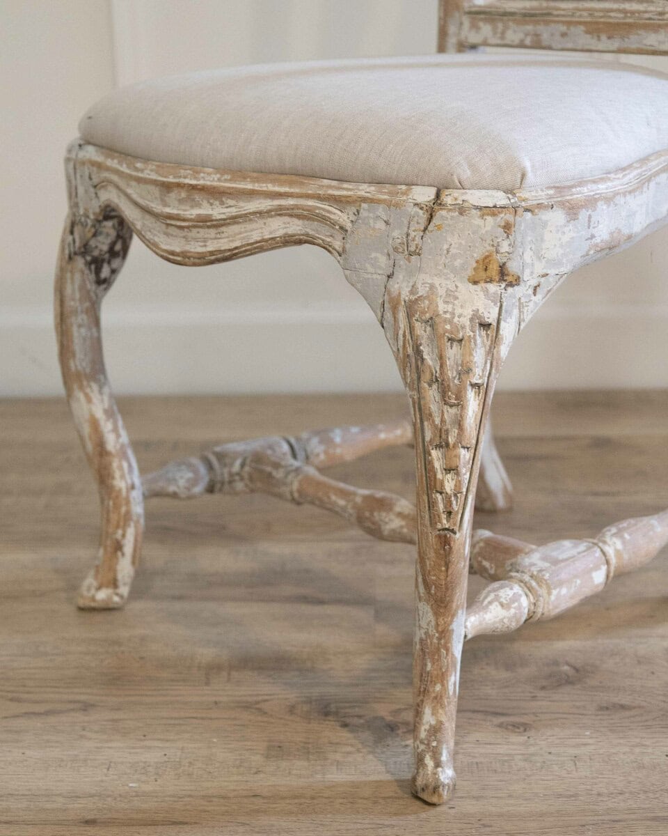 Swedish Rococo Chair from Stockholm with Scraped Original Paint, Circa 1760 - JAA