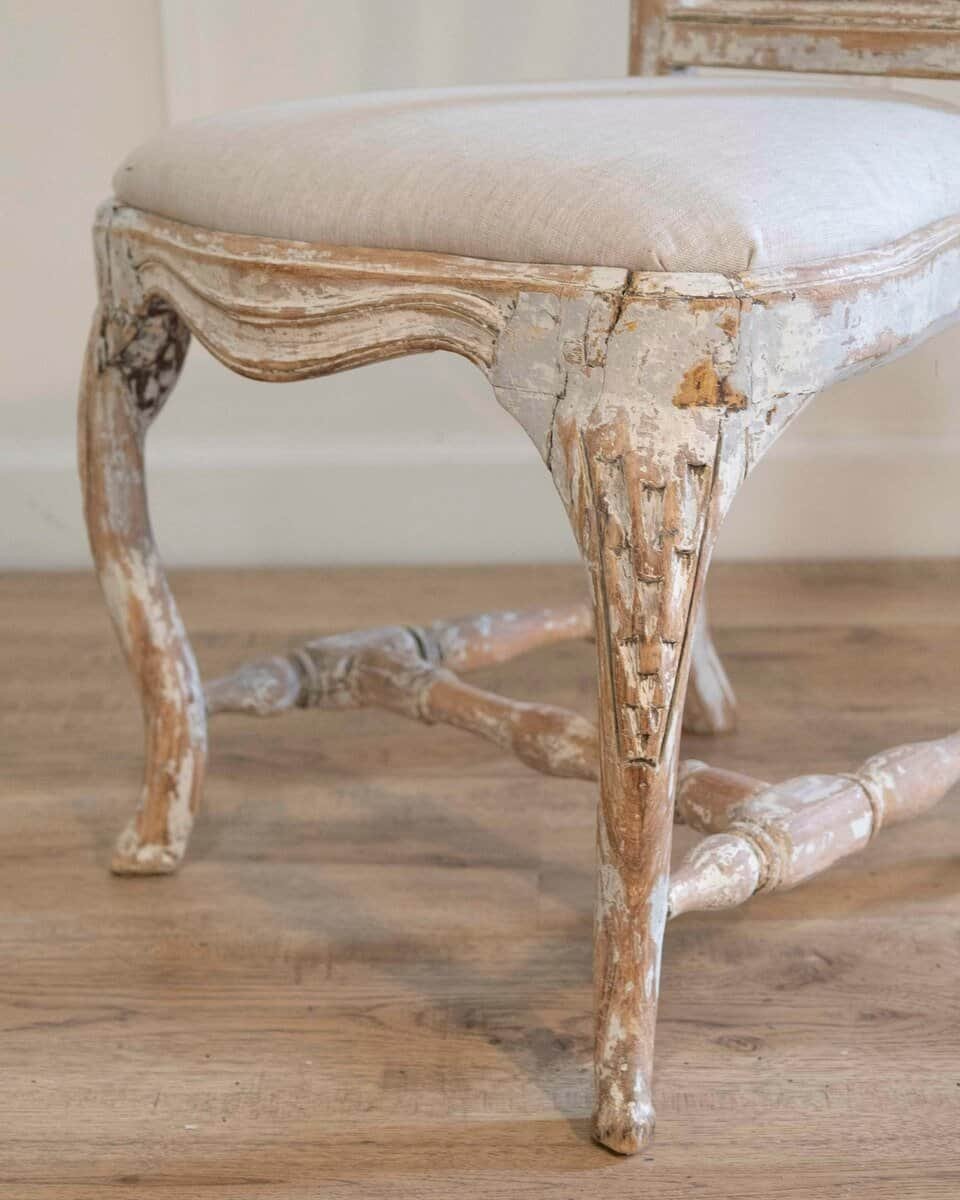 Swedish Rococo Chair from Stockholm with Scraped Original Paint, Circa 1760 - JAA