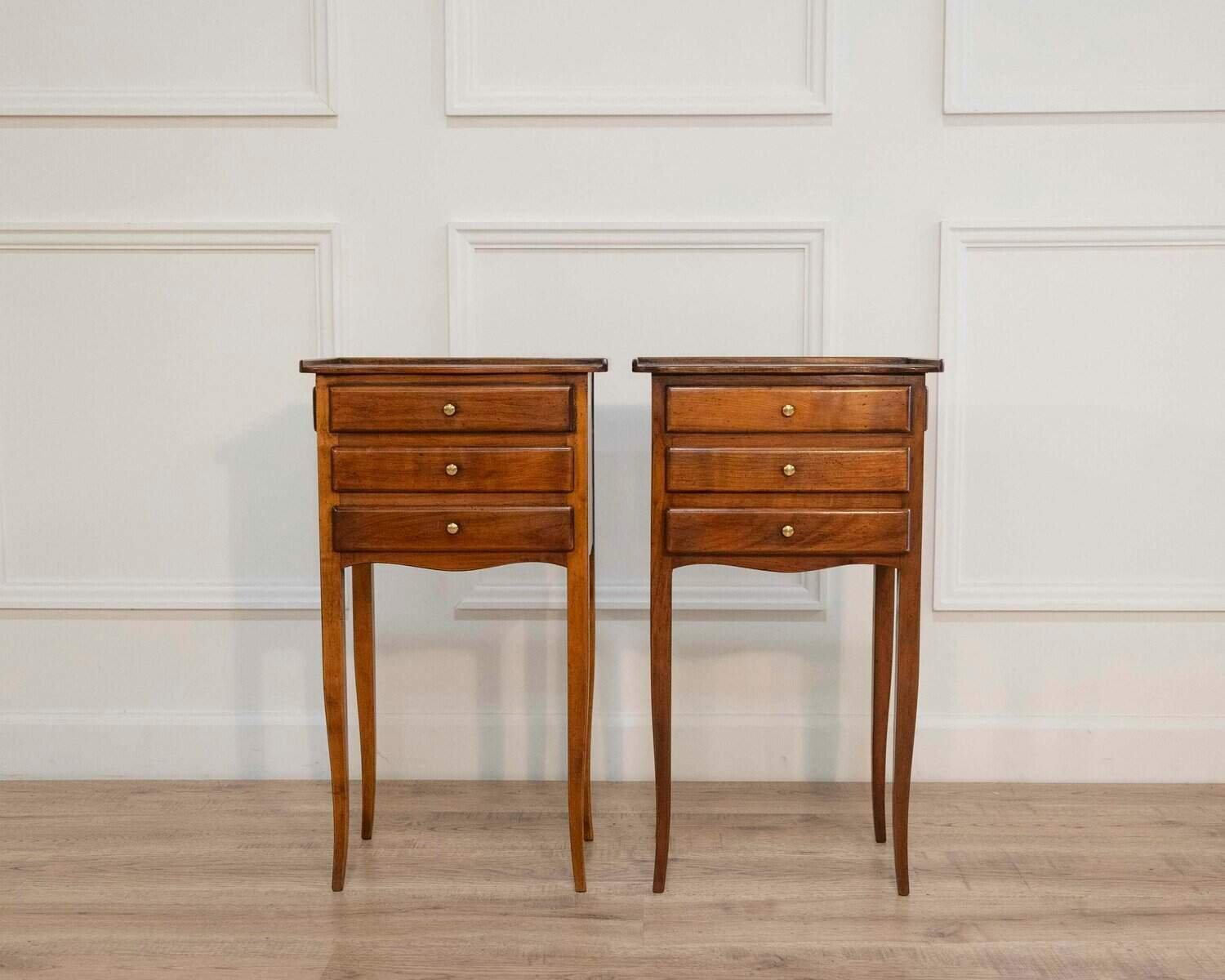 Pair Of Walnut Bedside Tables - JAA