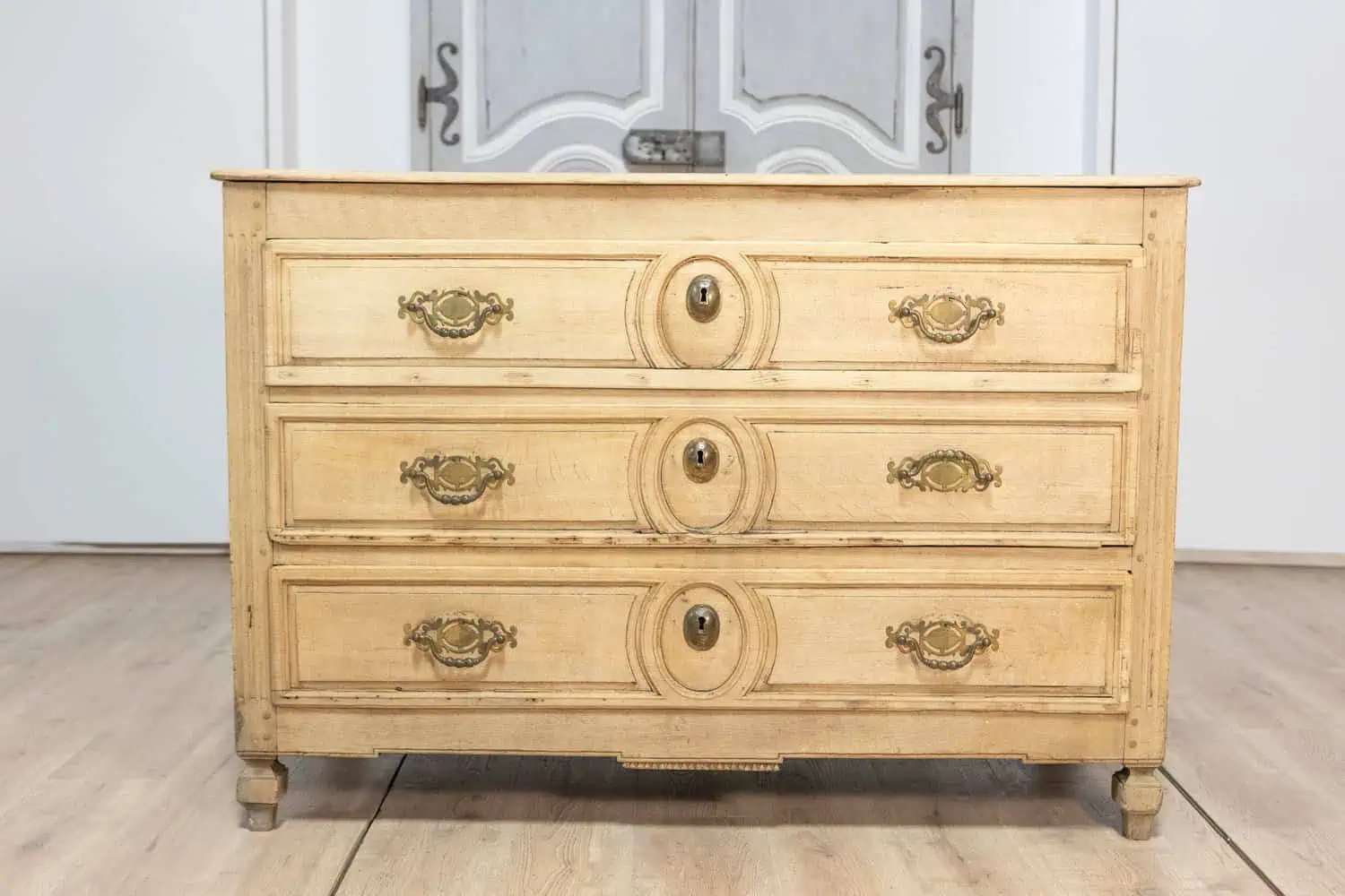 19th Century French Bleached Oak Commode - JAA