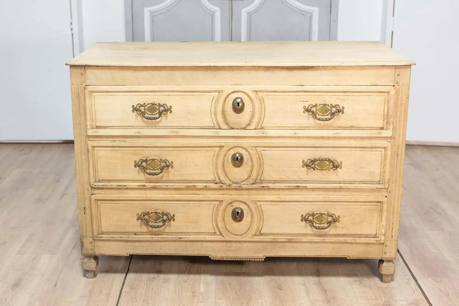 19th Century French Bleached Oak Commode - JAA