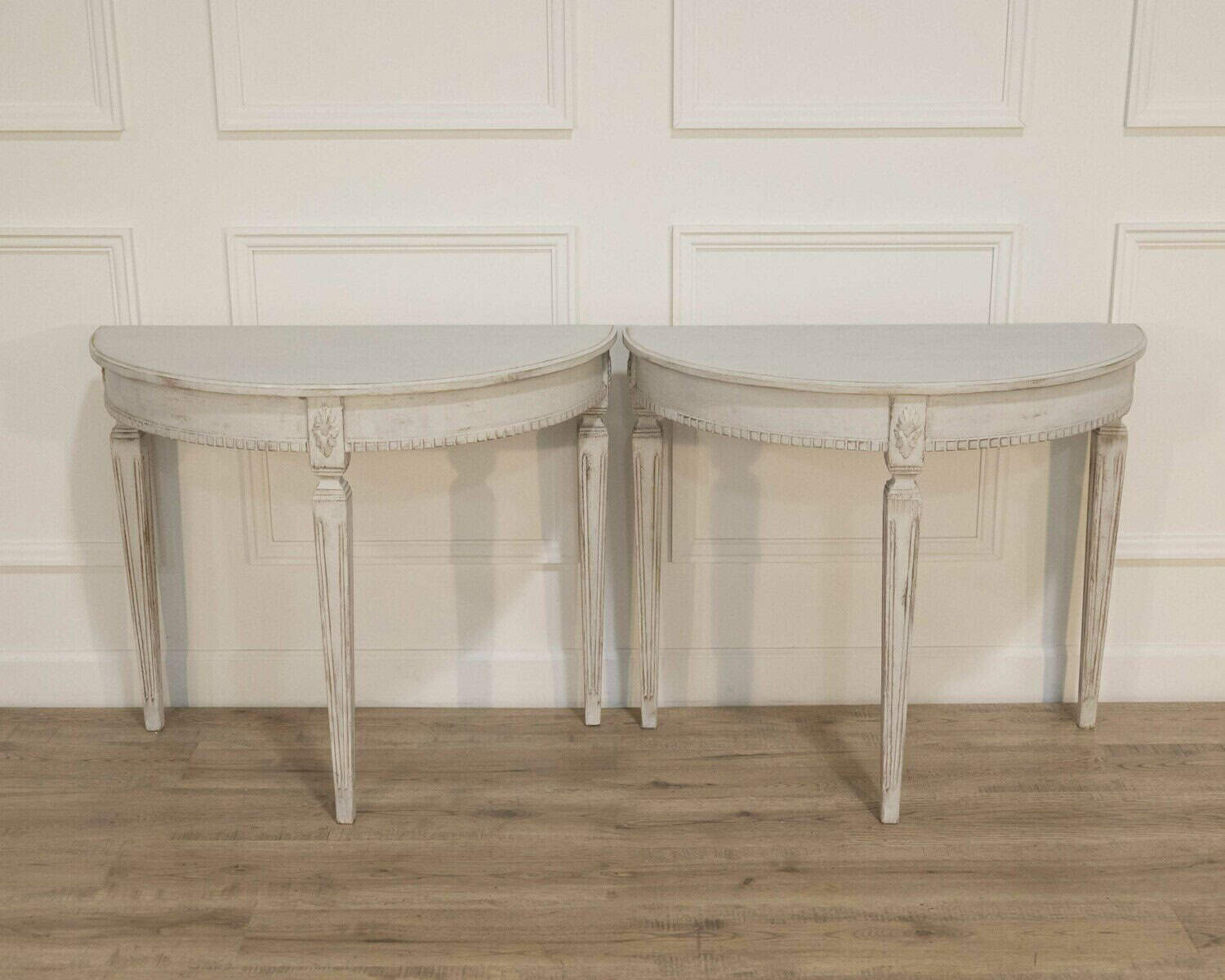 ON HOLD - Pair of Swedish Demi Lune Consoles Circa 1880 - JAA