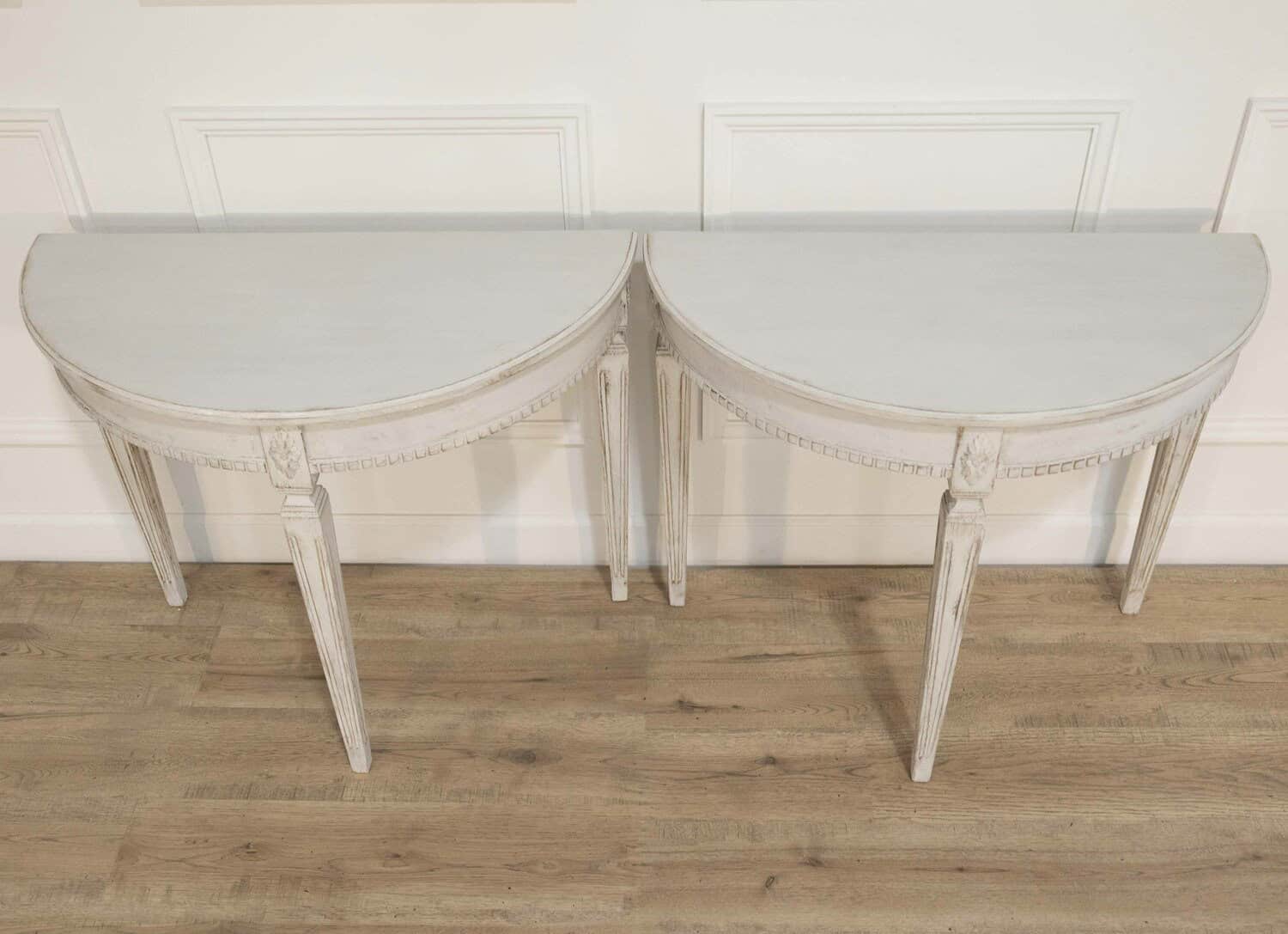 ON HOLD - Pair of Swedish Demi Lune Consoles Circa 1880 - JAA