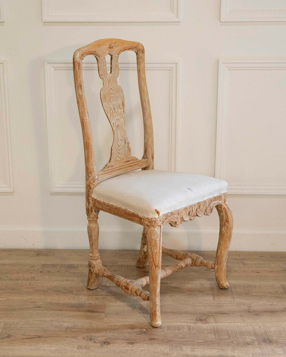 Swedish Rococo Chair from Stockholm with Scraped Original Surface, Circa 1770 - JAA