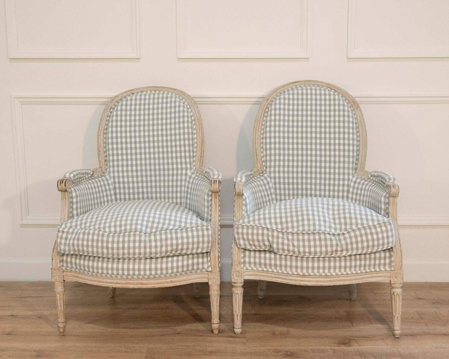 Pair of French Louis XVI Bergères, circa 1780 - JAA