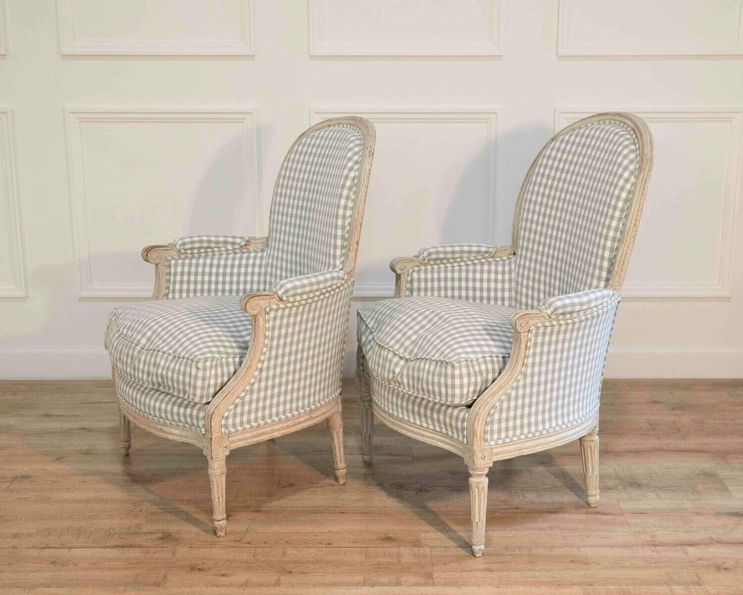 Pair of French Louis XVI Bergères, circa 1780 - JAA