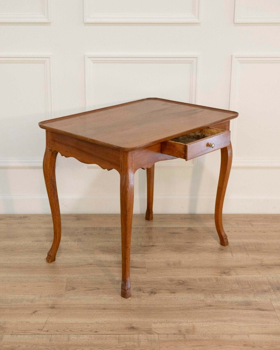 French Walnut Writing Table with Cabriole Legs, Late 19th Century - JAA