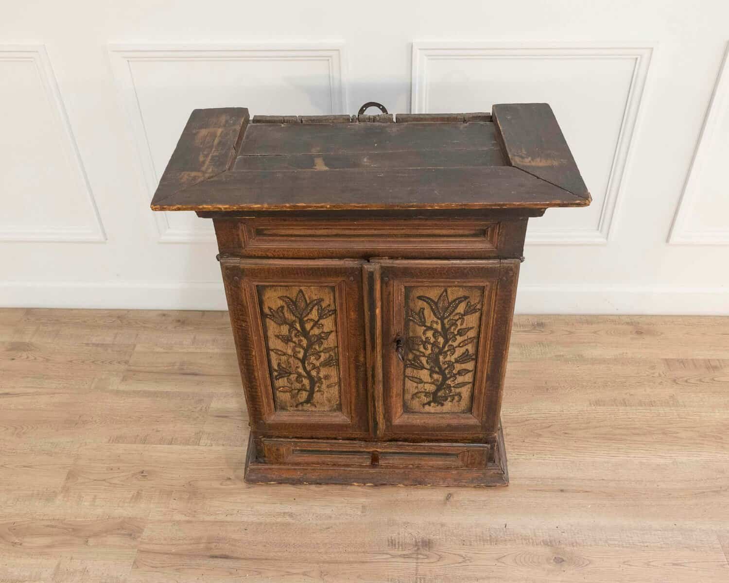 An original painted 19th Century wall cabinet with two doors and one drawer - JAA